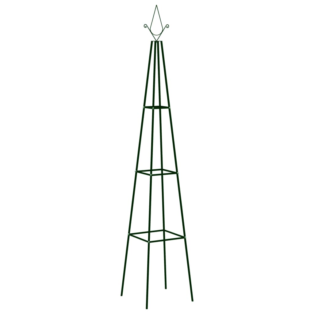 Garden Climbing Plant Racks 2 Pcs Dark Green 35X35X195 Cm Iron