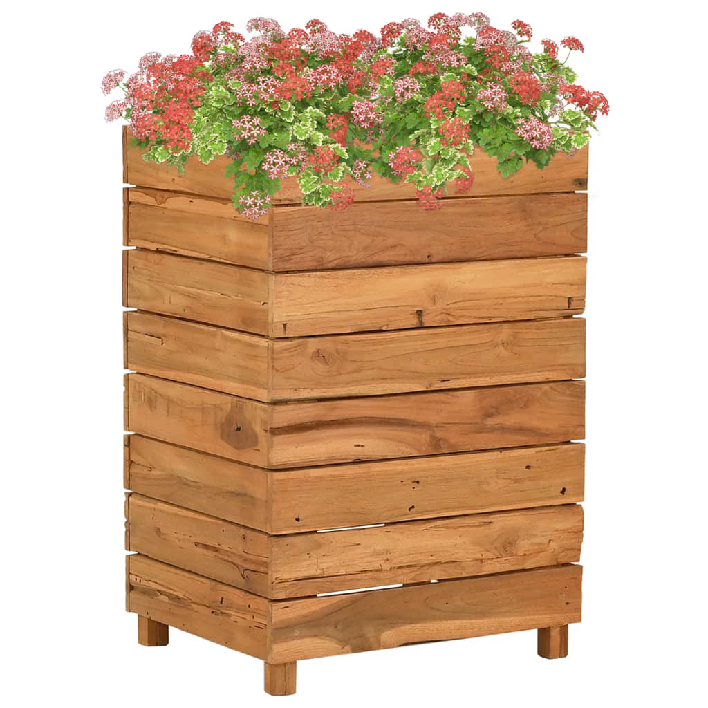 Raised Bed Recycled Teak Wood And Steel