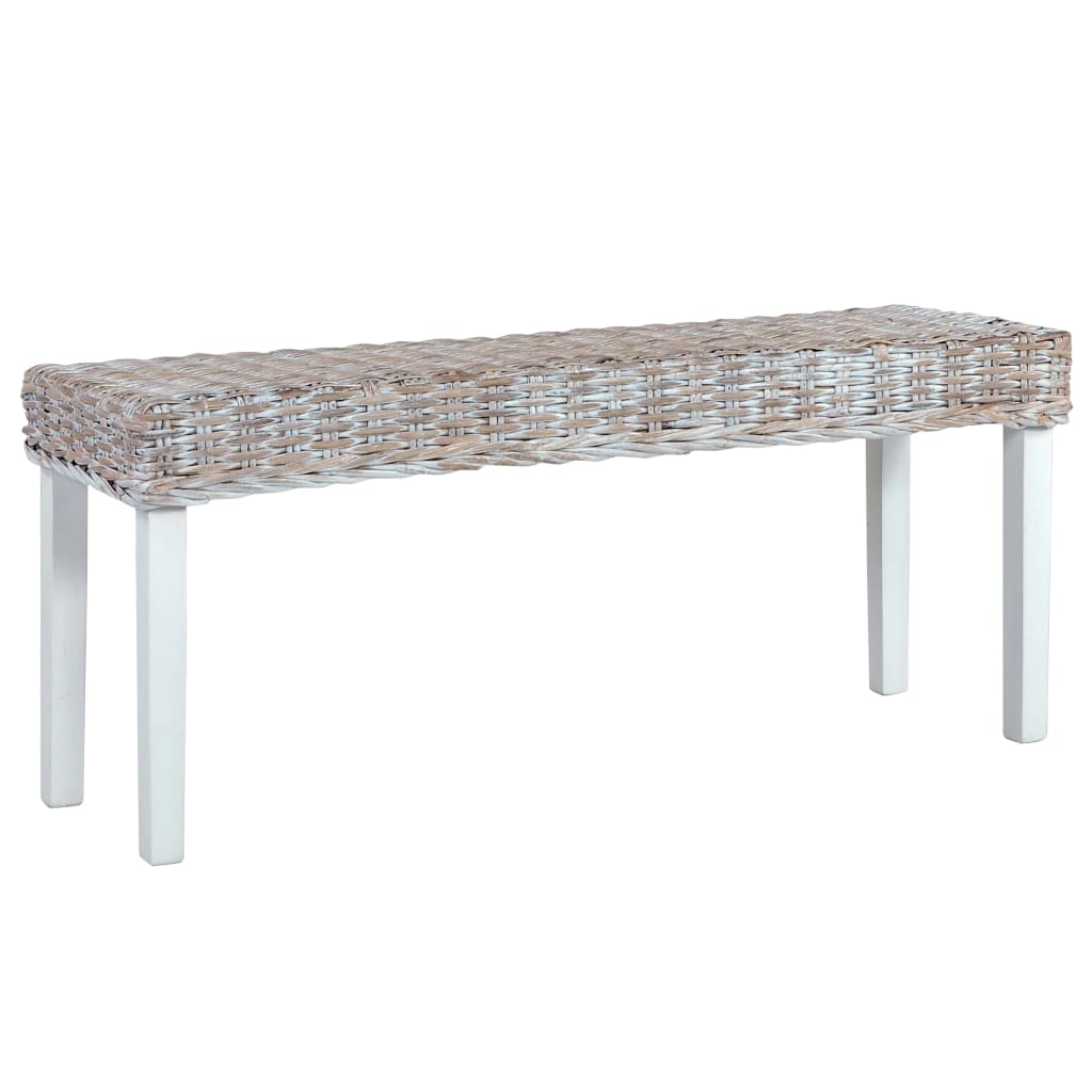Bench 110 Cm Natural Kubu Rattan And Solid Mahogany Wood