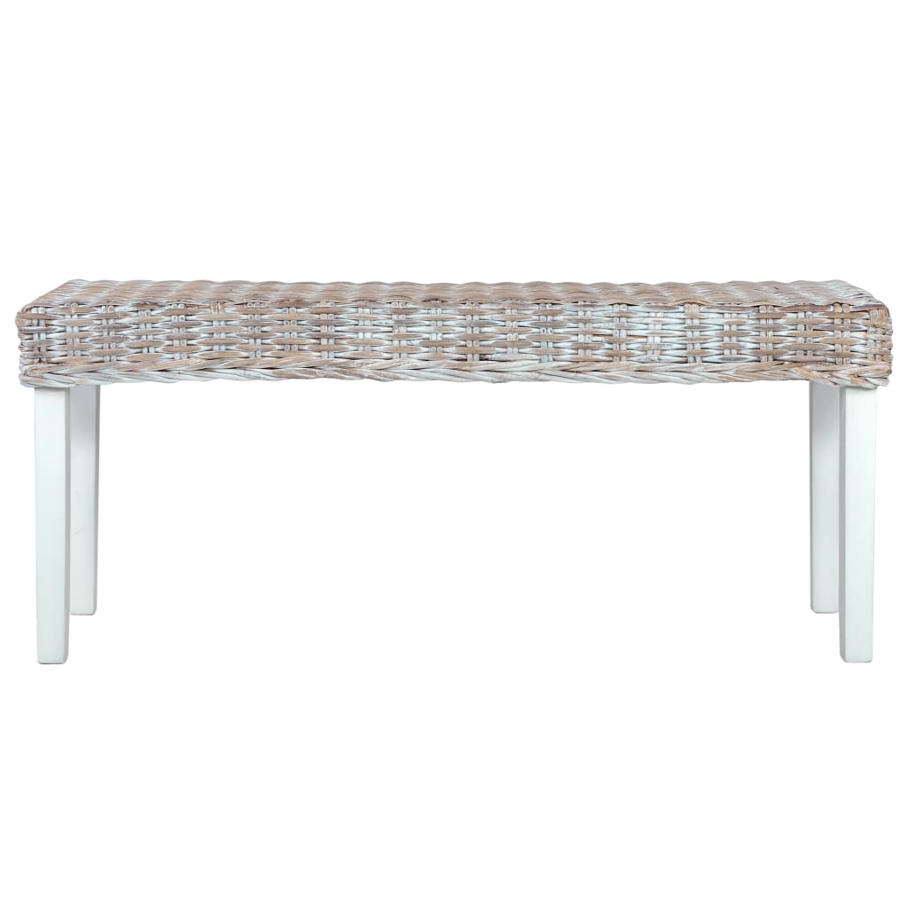 Bench 110 Cm Natural Kubu Rattan And Solid Mahogany Wood