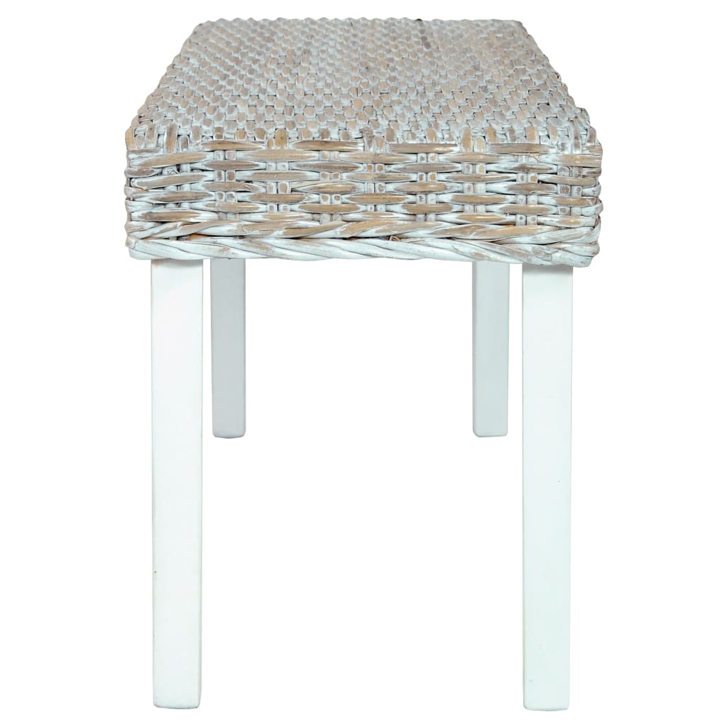 Bench 110 Cm Natural Kubu Rattan And Solid Mahogany Wood