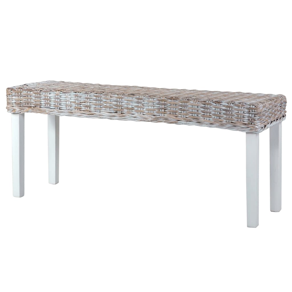 Bench 110 Cm Natural Kubu Rattan And Solid Mahogany Wood