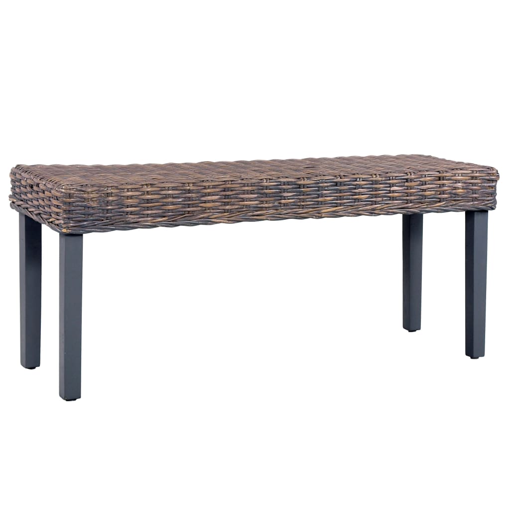 Bench 110 Cm Natural Kubu Rattan And Solid Mahogany Wood