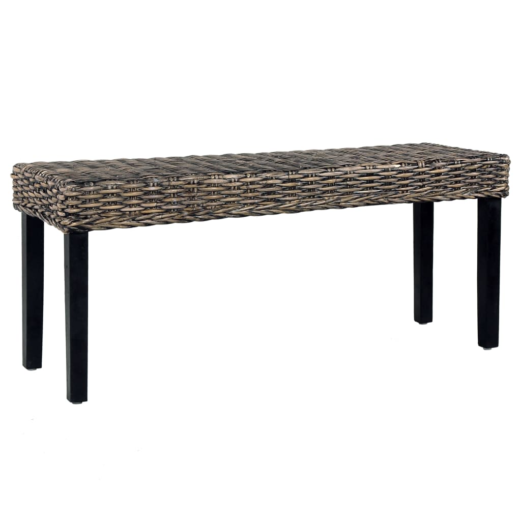 Bench 110 Cm Natural Kubu Rattan And Solid Mahogany Wood