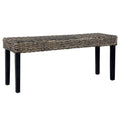 Bench 110 Cm Natural Kubu Rattan And Solid Mahogany Wood