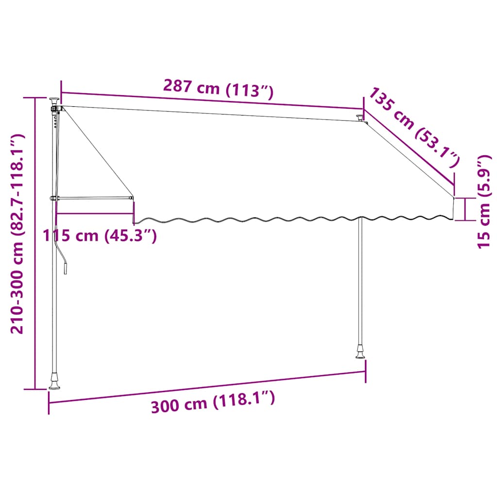 Manual Retractable Awning With Led