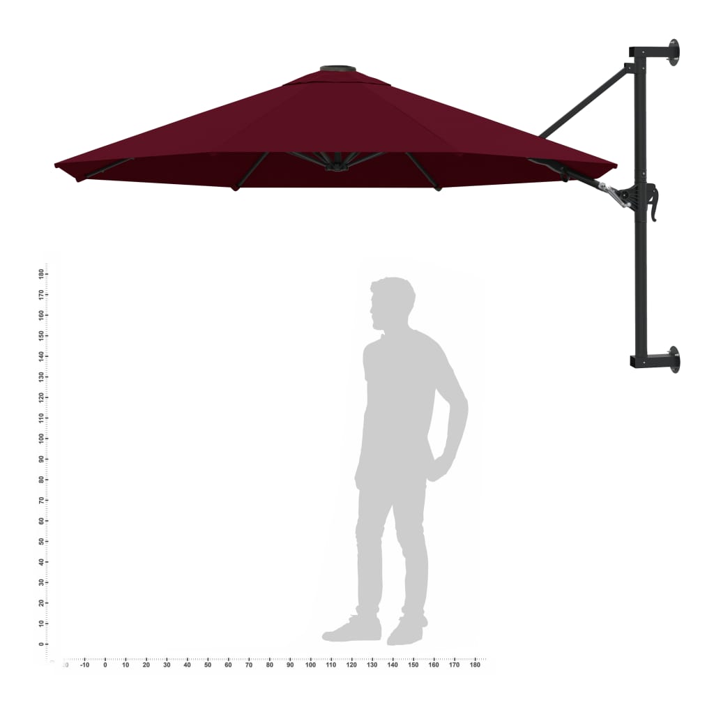 Wall-Mounted Garden Parasol With Metal Pole 300 Cm