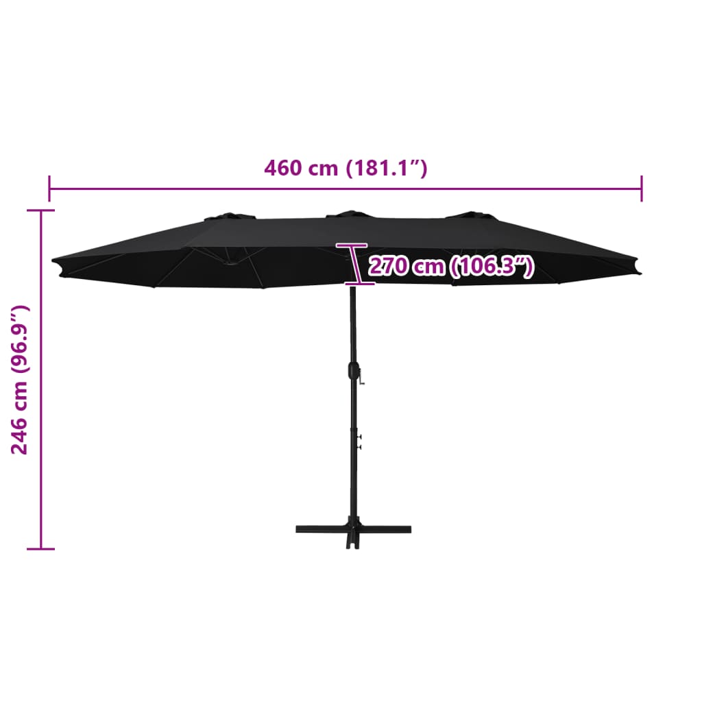 Garden Parasol With Aluminium Pole 460X270 Cm