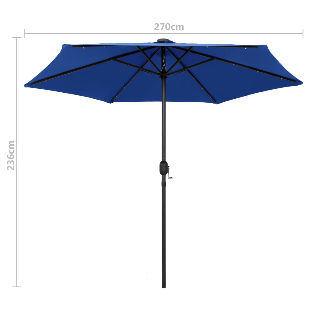 Garden Parasol | Azure | Polyester, Aluminium, Steel | Medium