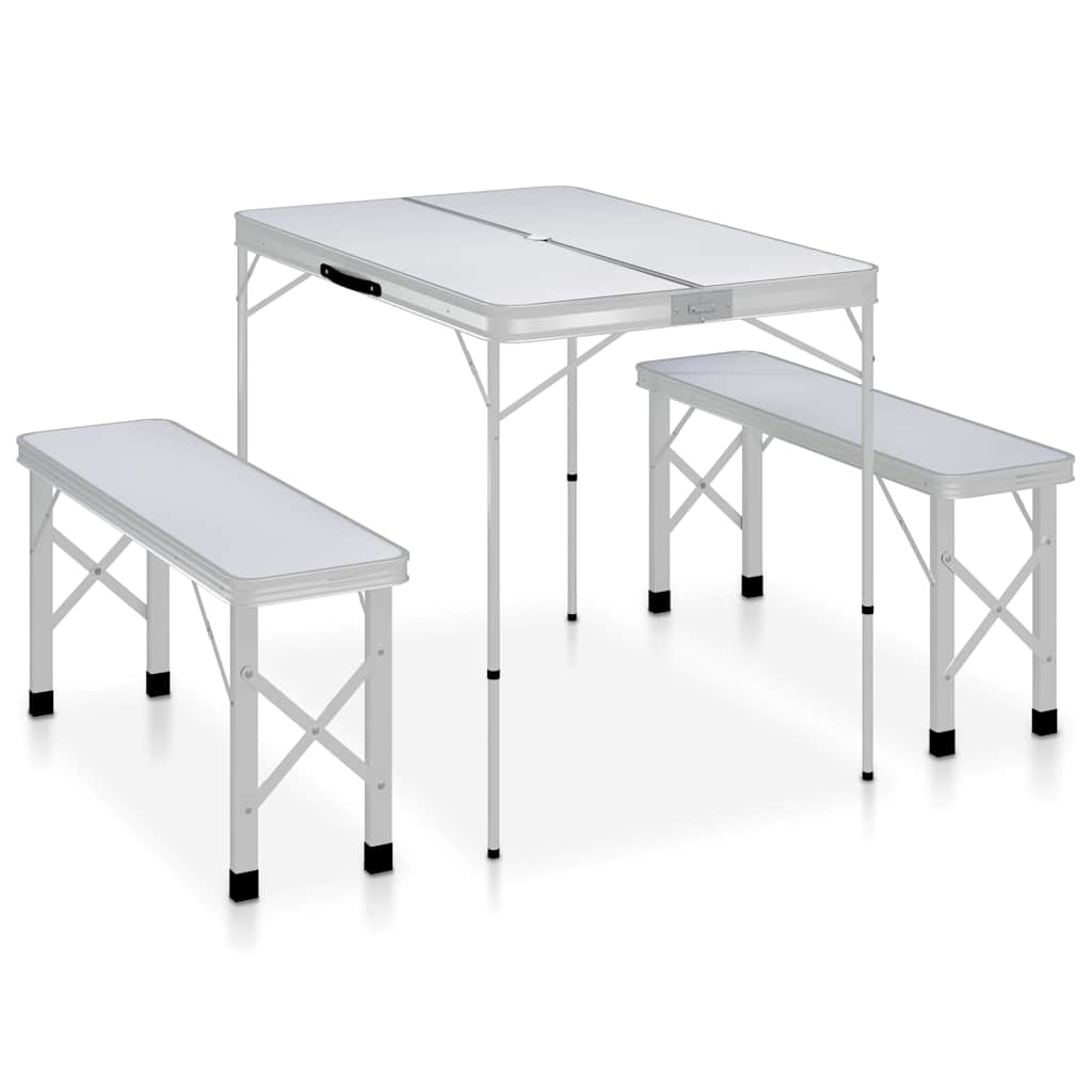 Folding Camping Table With 2 Benches Aluminium - Model 48181