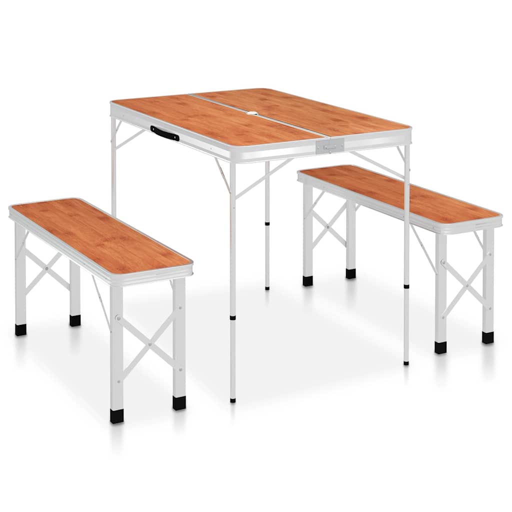 Camp Furniture Outdoor Camping Table Bench Set Portable Folding Picnic BBQ grey