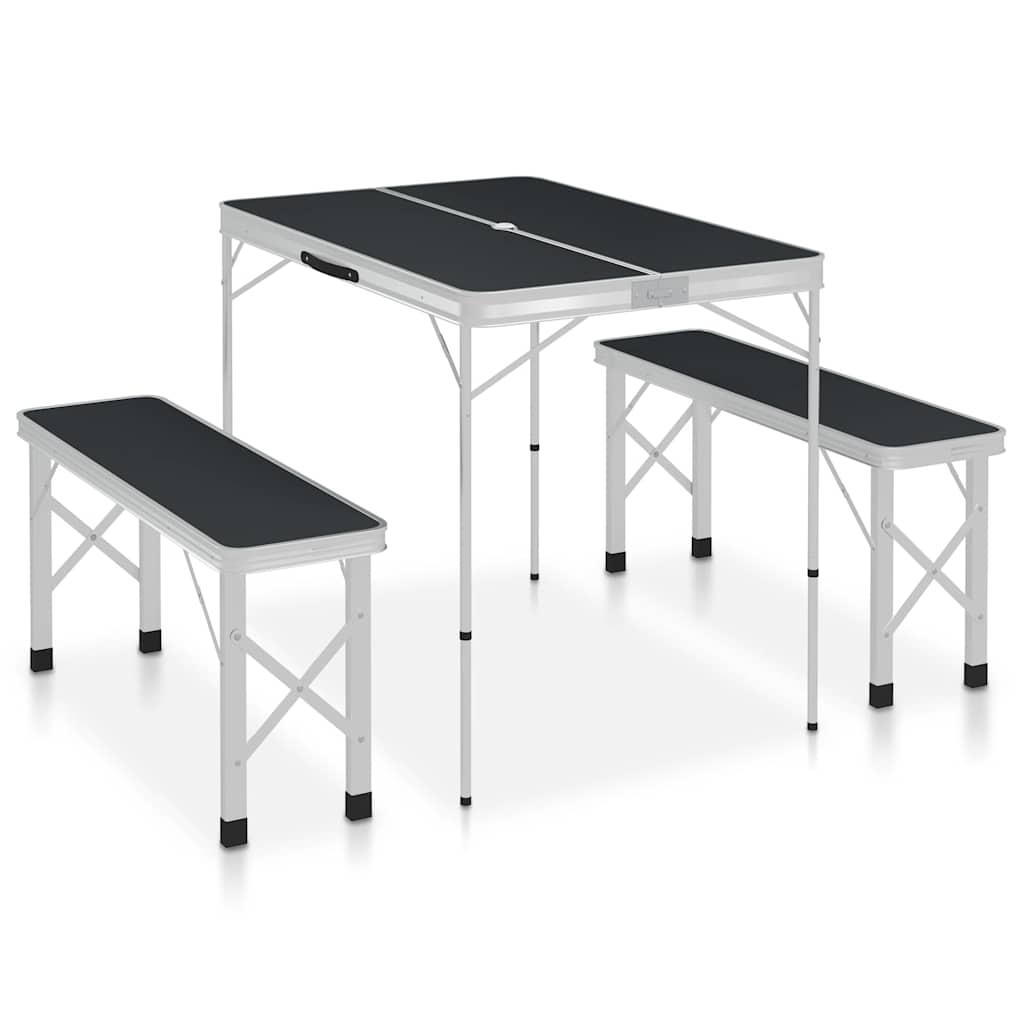 Camp Furniture Outdoor Camping Table Bench Set Portable Folding Picnic BBQ grey