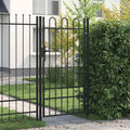 Garden Gate Black Steel 100X225Cm Spike Top Lockable Fence Outdoor Grey LED Blac