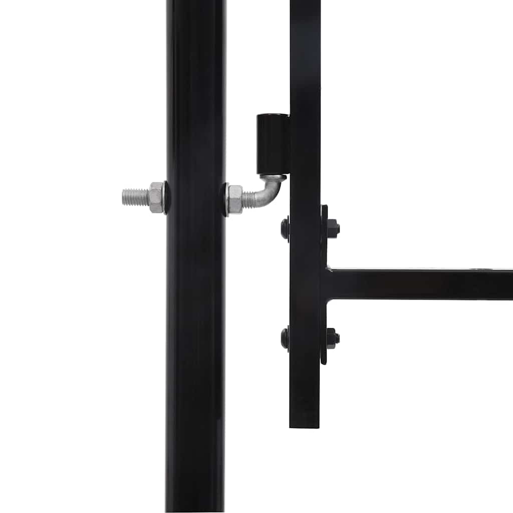 Garden Gate Black Steel 100X225Cm Spike Top Lockable Fence Outdoor Grey LED Blac
