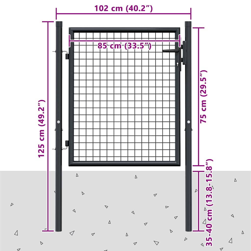 Mesh Garden Gate Galvanised Steel Grey 1