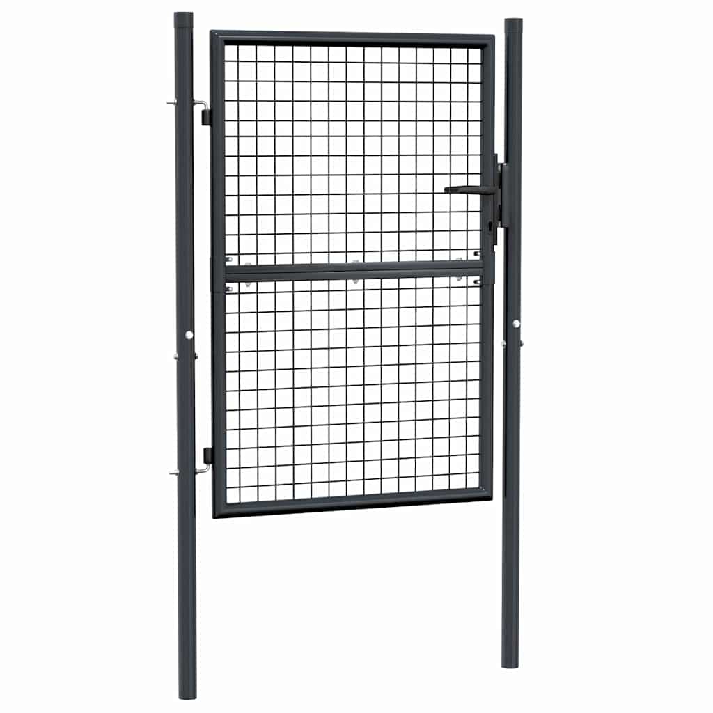 Garden Gate Anthracite 100x200cm Galvanised Steel Fence Lockable 100 x 125 cm