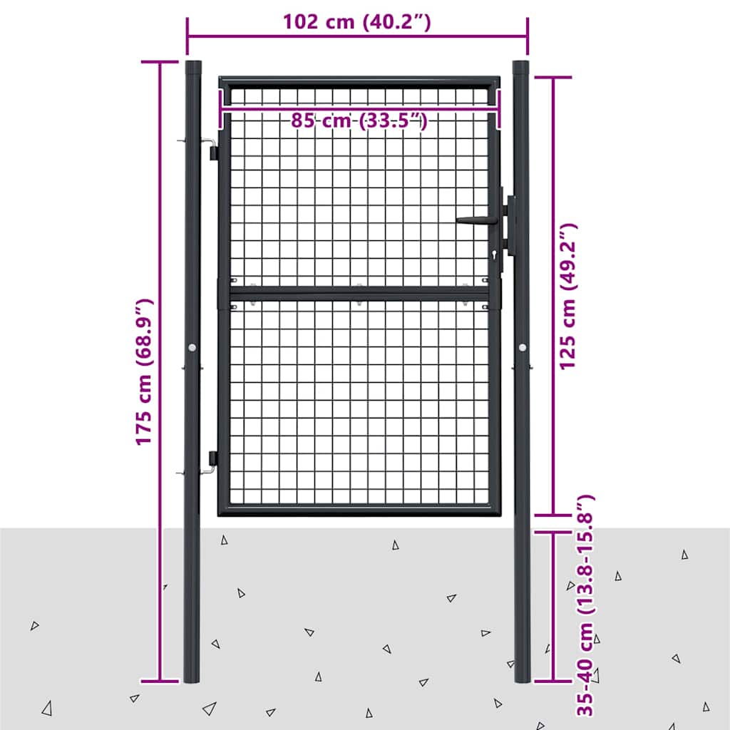 Mesh Garden Gate Galvanised Steel Grey 1