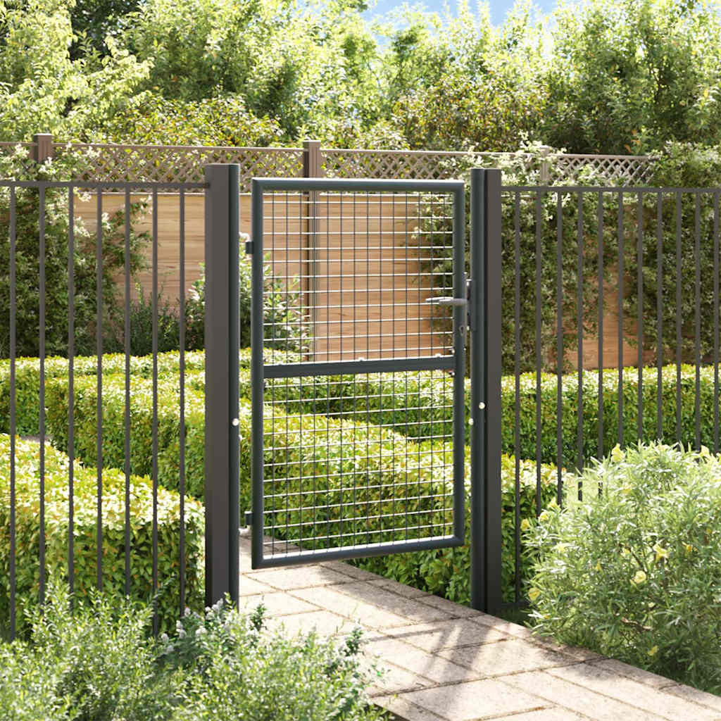Garden Gate Anthracite 100x200cm Galvanised Steel Fence Lockable 100 x 125 cm