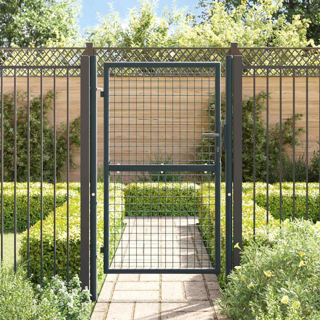 Garden Gate Anthracite 100x200cm Galvanised Steel Fence Lockable 100 x 125 cm