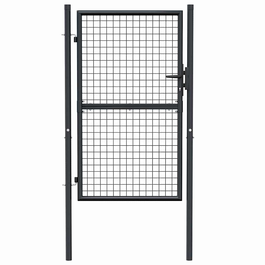 Garden Gate Anthracite 100x200cm Galvanised Steel Fence Lockable 100 x 125 cm
