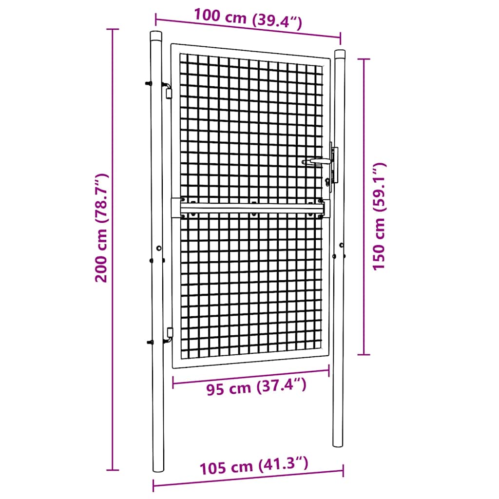 Mesh Garden Gate Galvanised Steel Grey