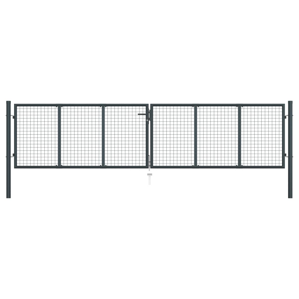 Mesh Garden Gate Galvanised Steel 400X75 Cm Grey