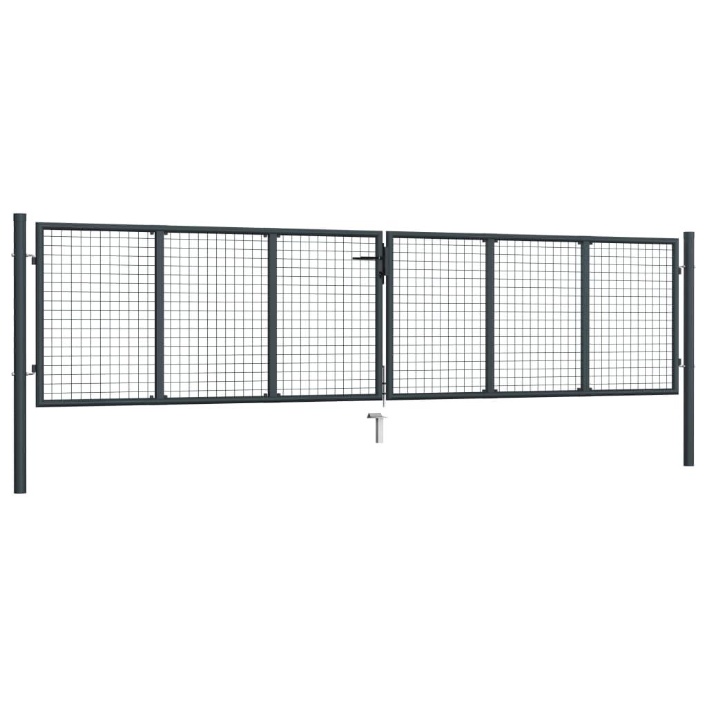Mesh Garden Gate Galvanised Steel 400X75 Cm Grey