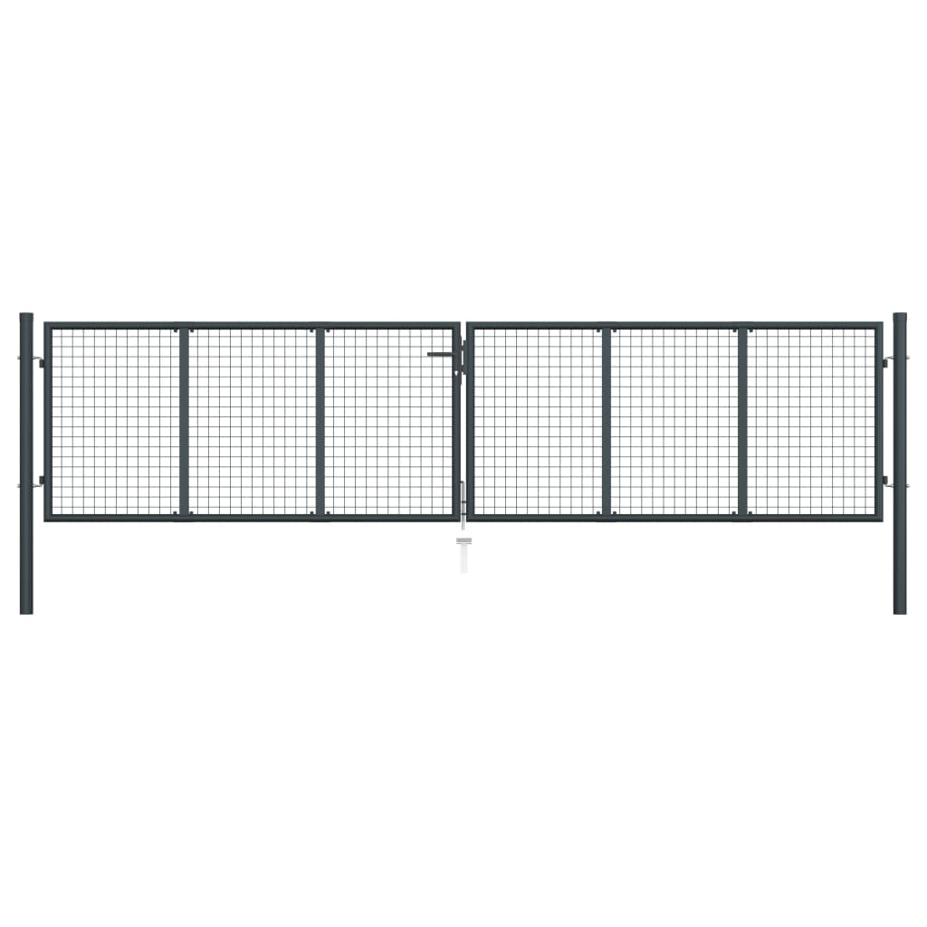 Mesh Garden Gate Galvanised Steel 400X75 Cm Grey