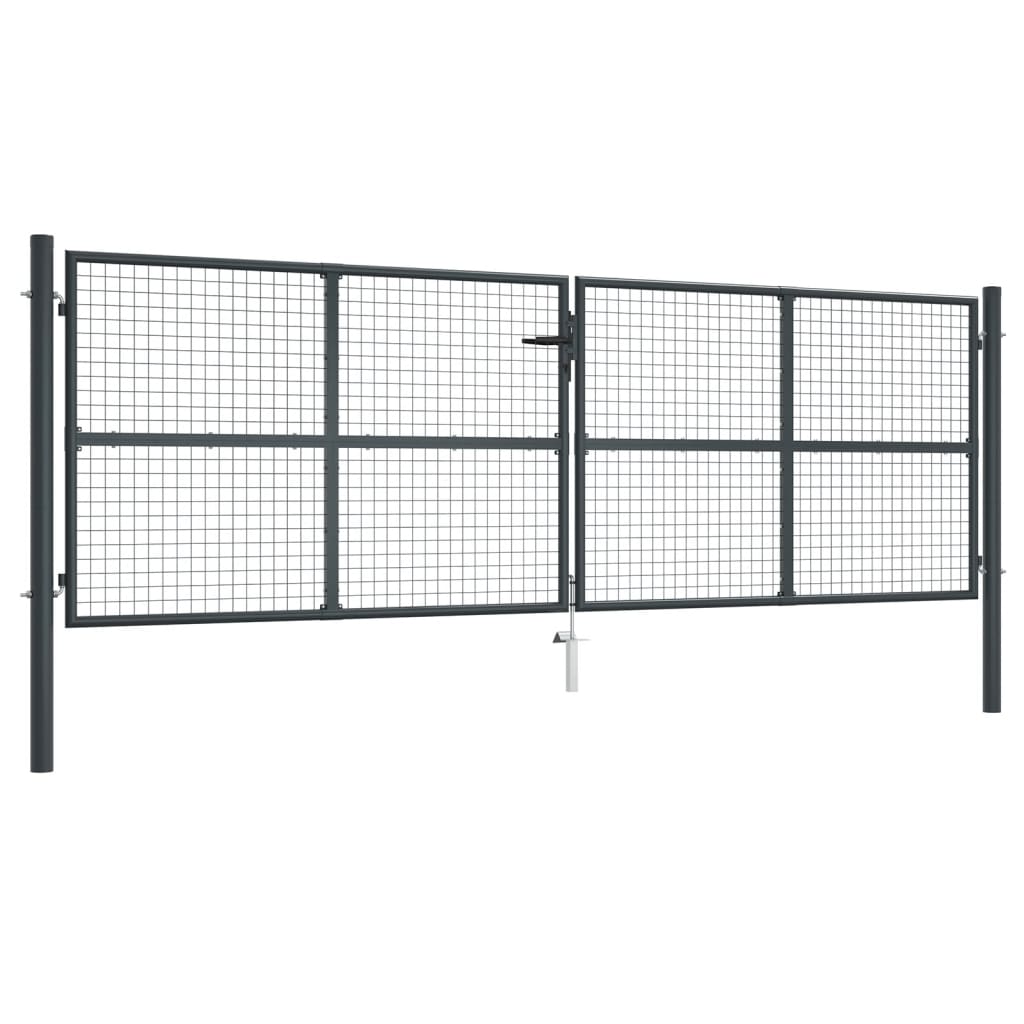 Mesh Garden Gate Galvanised Steel 400X75 Cm Grey