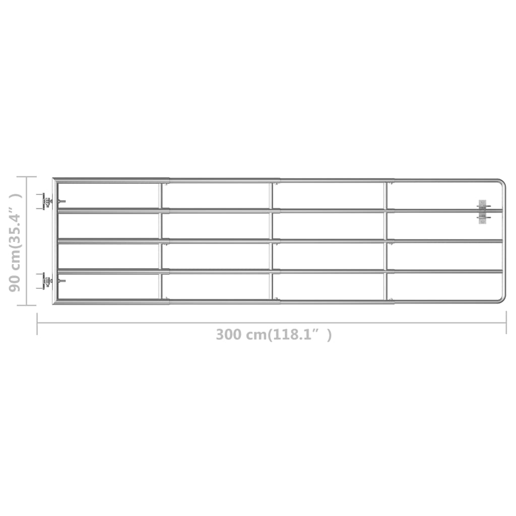 5 Bar Field Gate Steel Silver