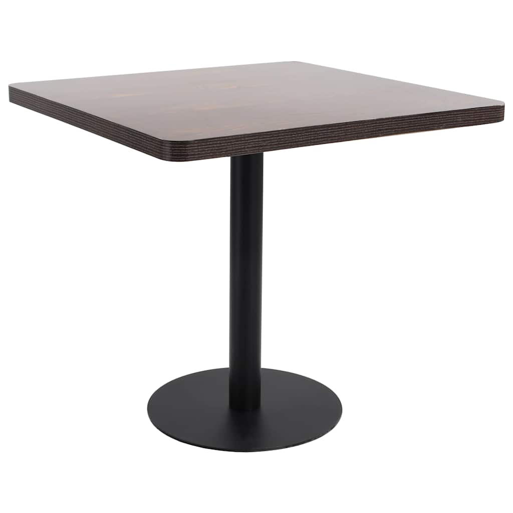 Dining Table Bistro Dark Brown 80X80 Cm Mdf Dark brown and black steel