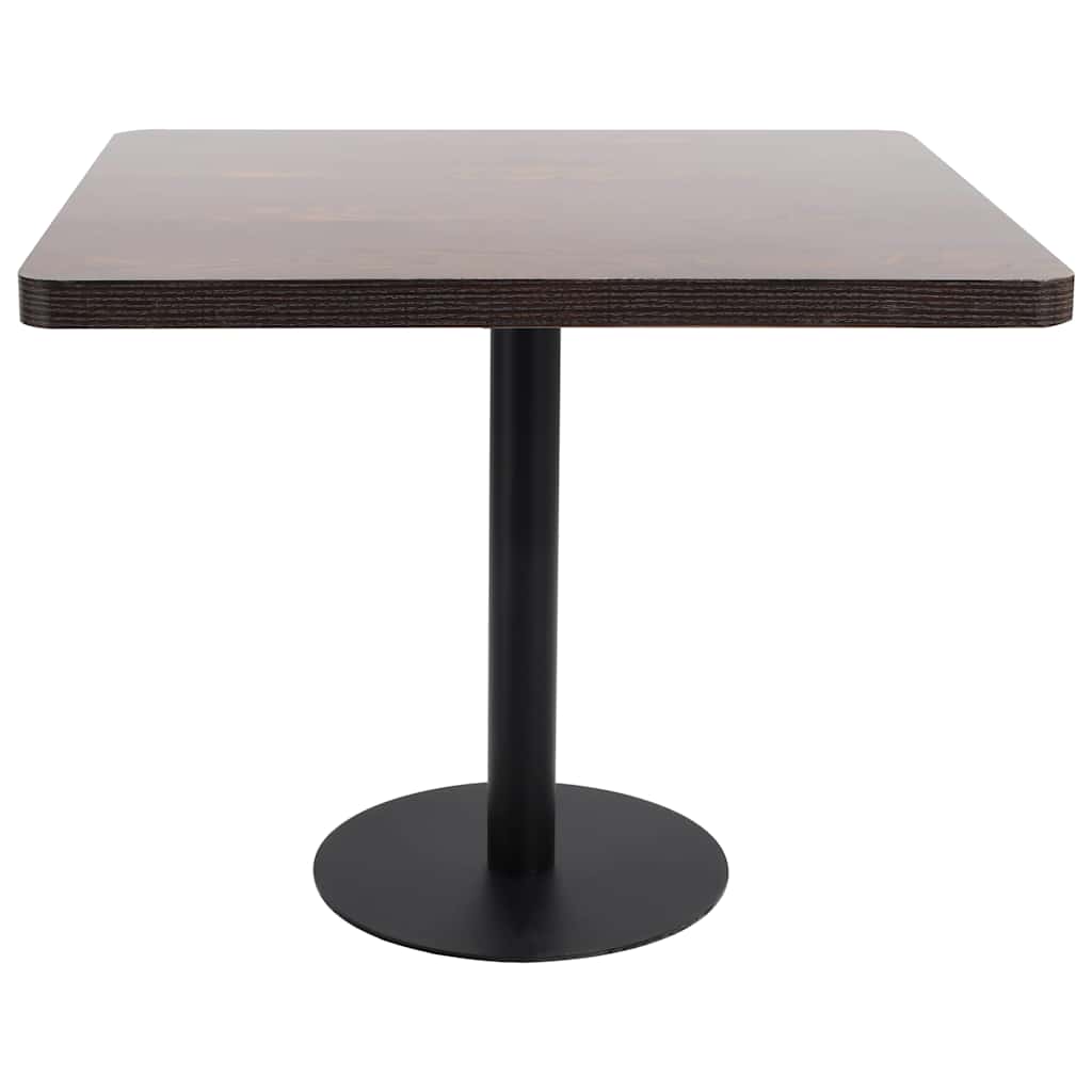 Dining Table Bistro Dark Brown 80X80 Cm Mdf Dark brown and black steel