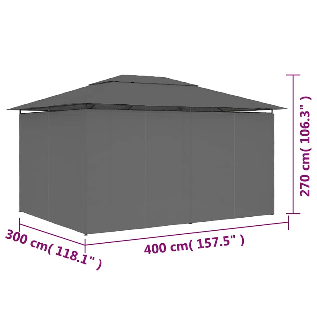 Gazebo 4x3m Garden Marquee Curtains Outdoor Party Tent Waterproof taupe 400 cm