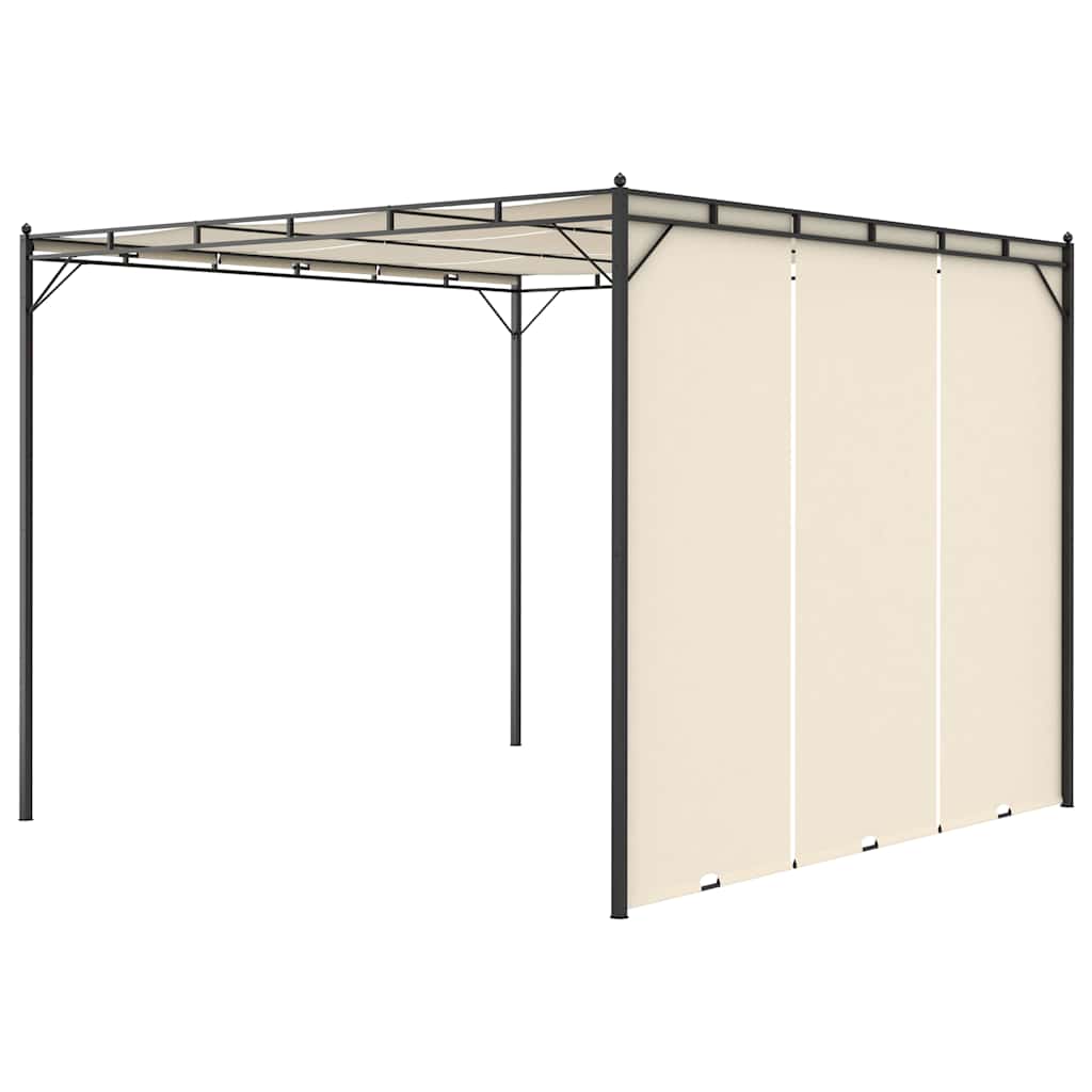 Gazebo Garden Side Curtain Anthracite Cream Powder-Coated Steel 4 X 3 X 2.25 M 4