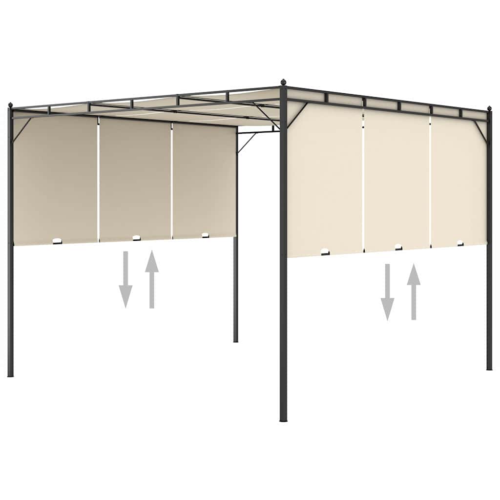 Gazebo Garden Side Curtain Anthracite Cream Powder-Coated Steel 4 X 3 X 2.25 M 4