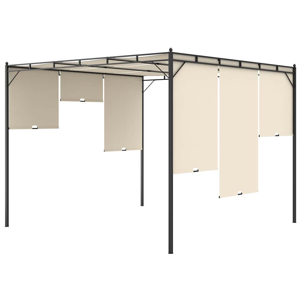 Gazebo Garden Side Curtain anthracite cream Powder-coated steel 4 x 3 x 2.25 m 4