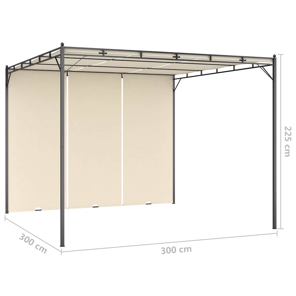Gazebo Garden Side Curtain Anthracite Cream Powder-Coated Steel 4 X 3 X 2.25 M 4