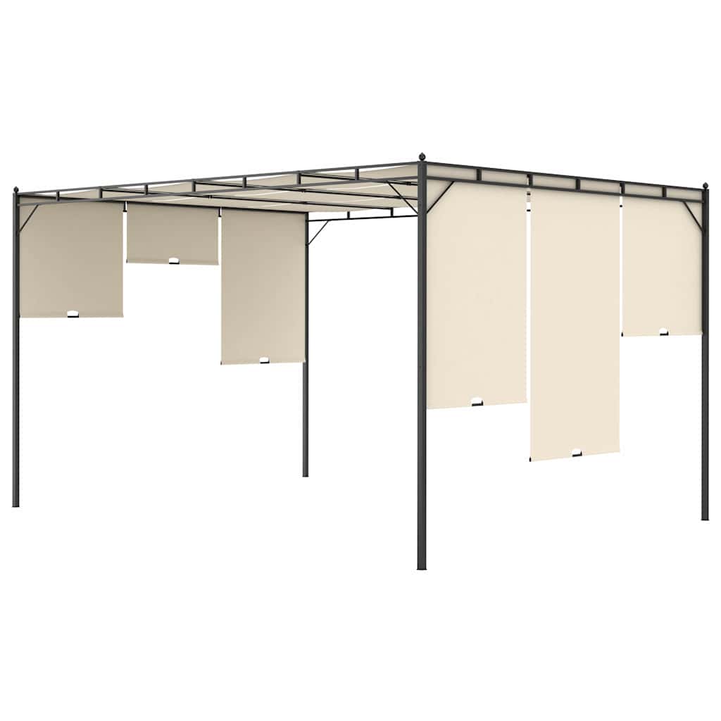 Gazebo Garden Side Curtain Anthracite Cream Powder-Coated Steel 4 X 3 X 2.25 M 4