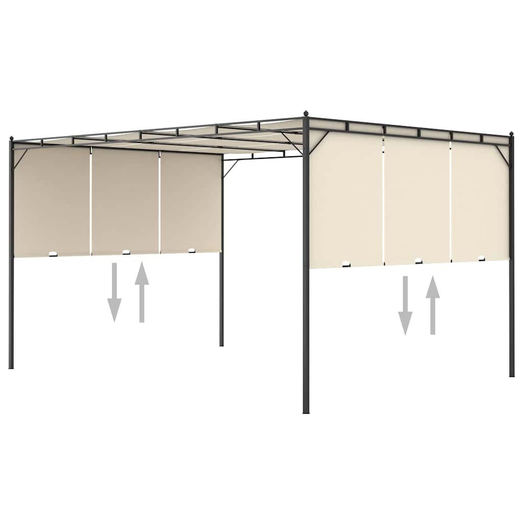 Gazebo Garden Side Curtain Anthracite Cream Powder-Coated Steel 4 X 3 X 2.25 M 4