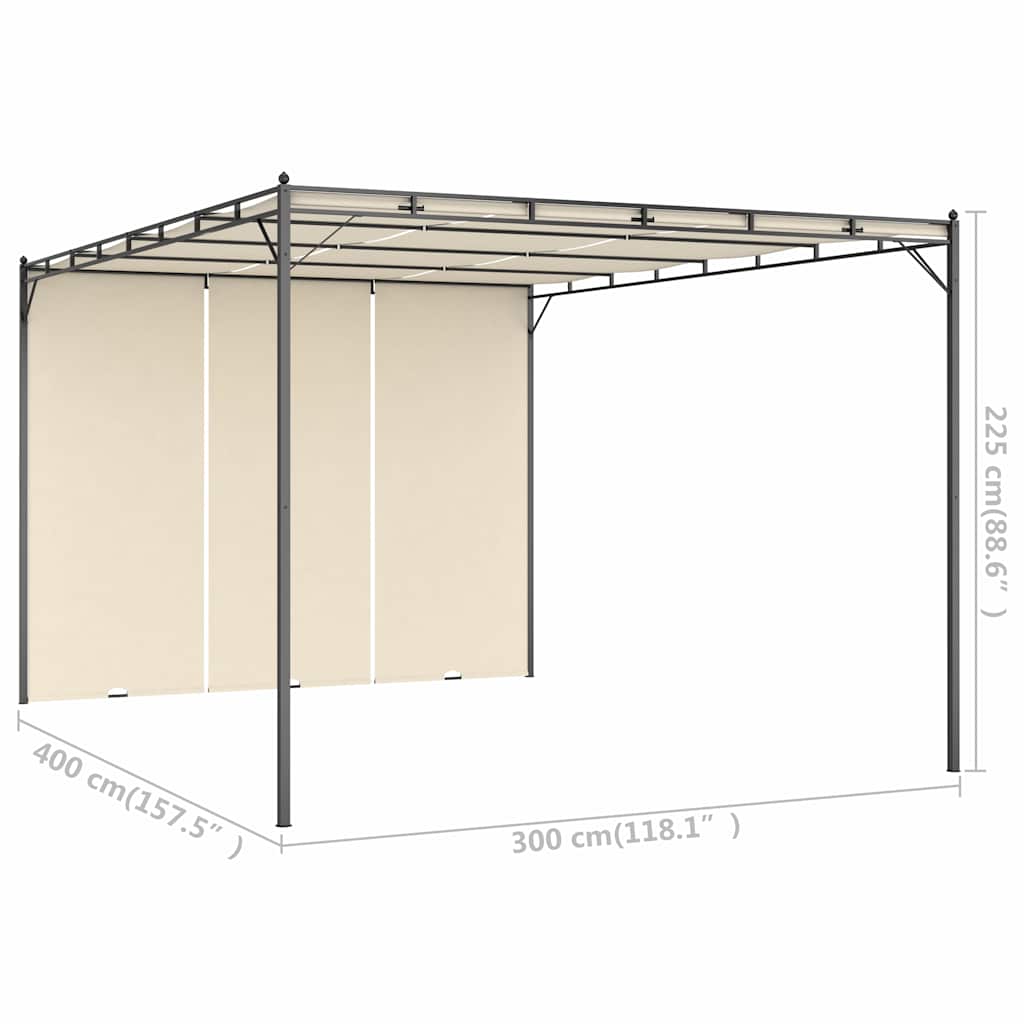 Gazebo Garden Side Curtain Anthracite Cream Powder-Coated Steel 4 X 3 X 2.25 M 4
