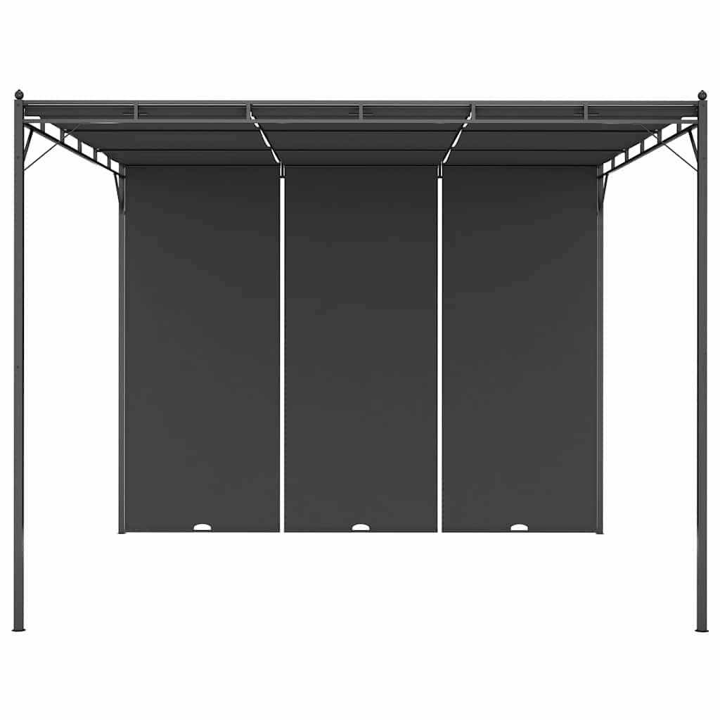 Gazebo Garden Side Curtain Anthracite Cream Powder-Coated Steel 4 X 3 X 2.25 M 4