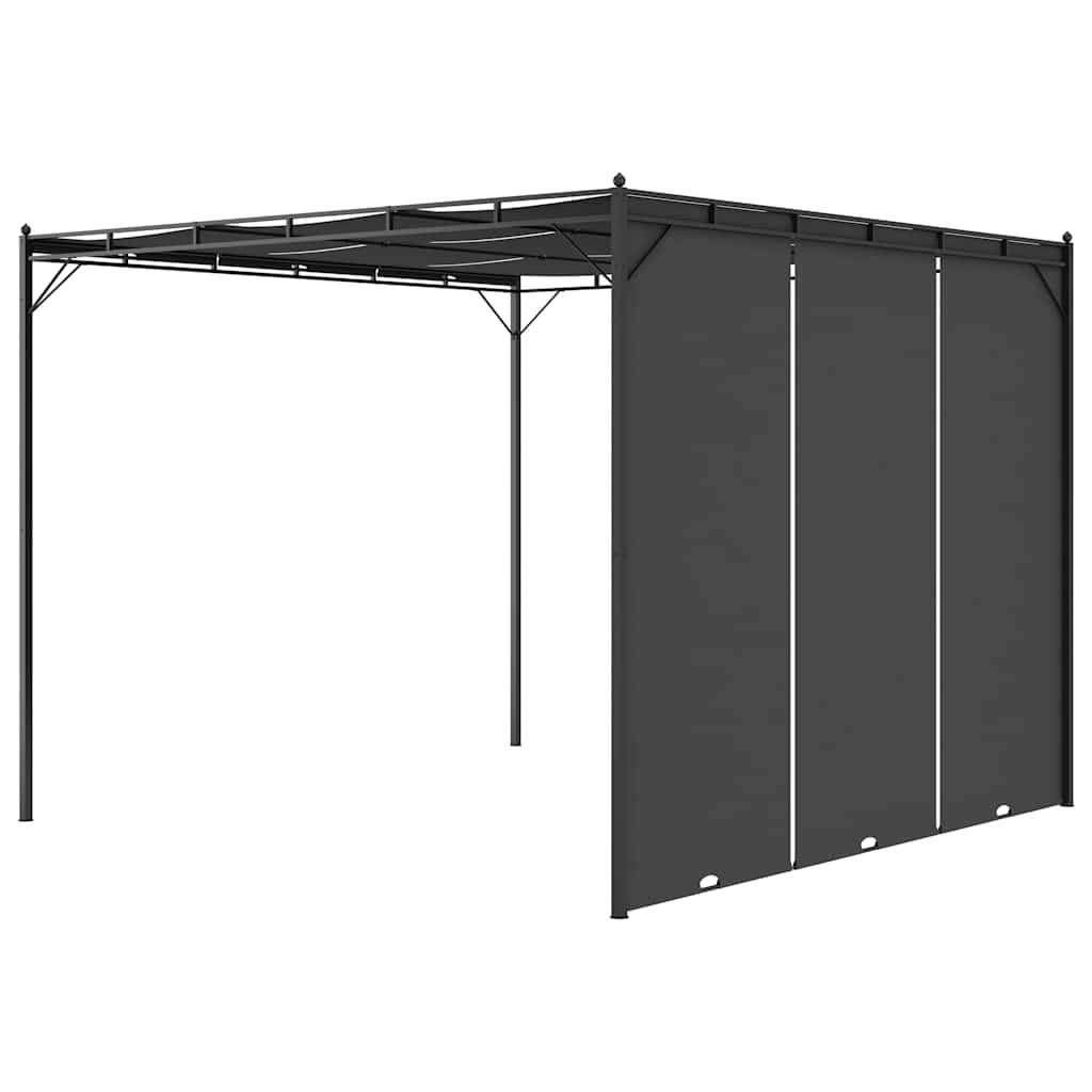 Gazebo Garden Side Curtain anthracite cream Powder-coated steel 4 x 3 x 2.25 m 4