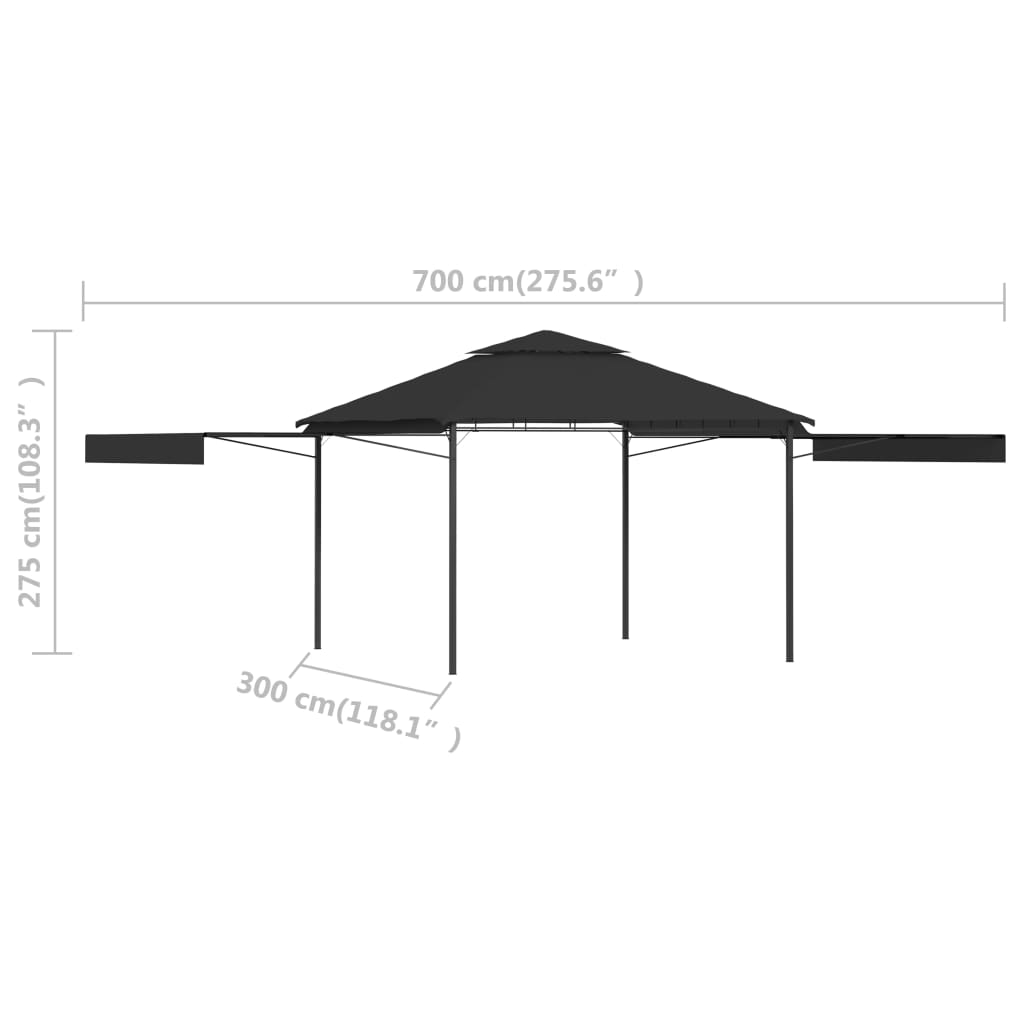 Gazebo With Double Extending Roofs 3X3X2.75 M 180G/M²