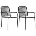 Garden Chairs 2 Pcs Cotton Rope And Steel Black