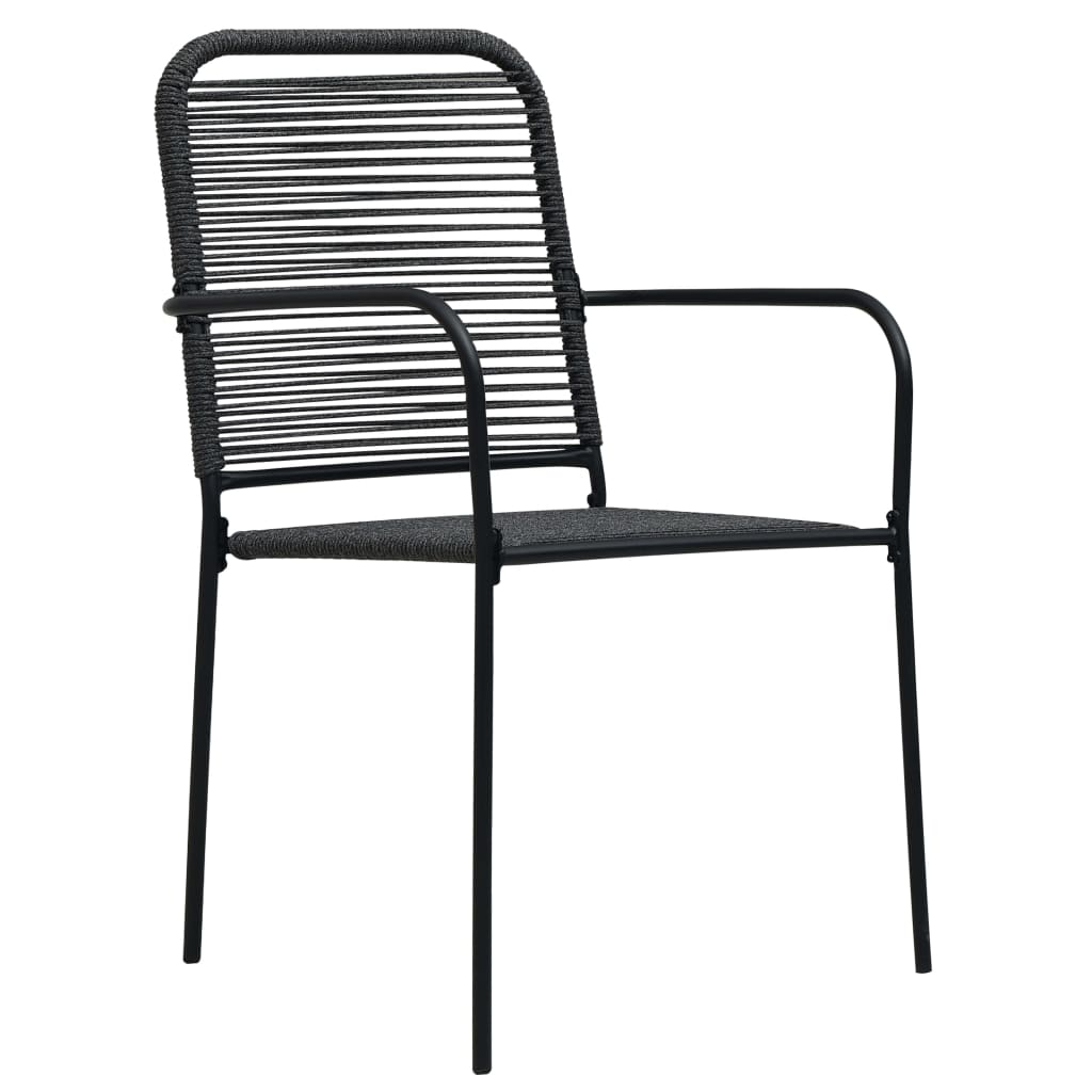 Garden Chairs 2 Pcs Cotton Rope And Steel Black