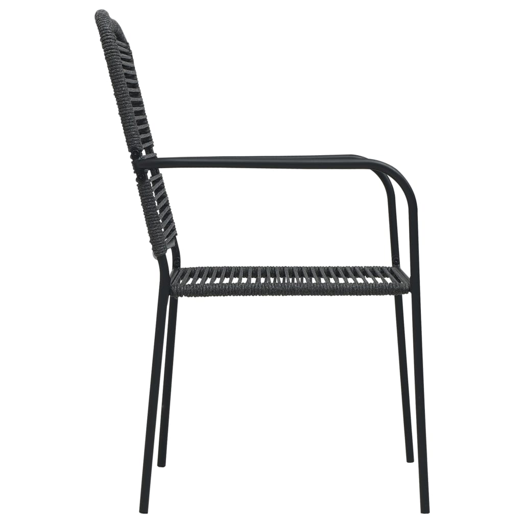 Garden Chairs 2 Pcs Cotton Rope And Steel Black