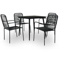 5 Piece Outdoor Dining Set Cotton Rope And Steel Black