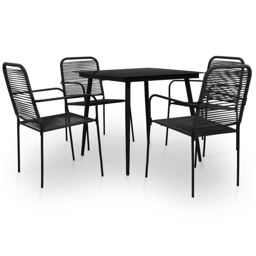 5 Piece Outdoor Dining Set Cotton Rope And Steel Black