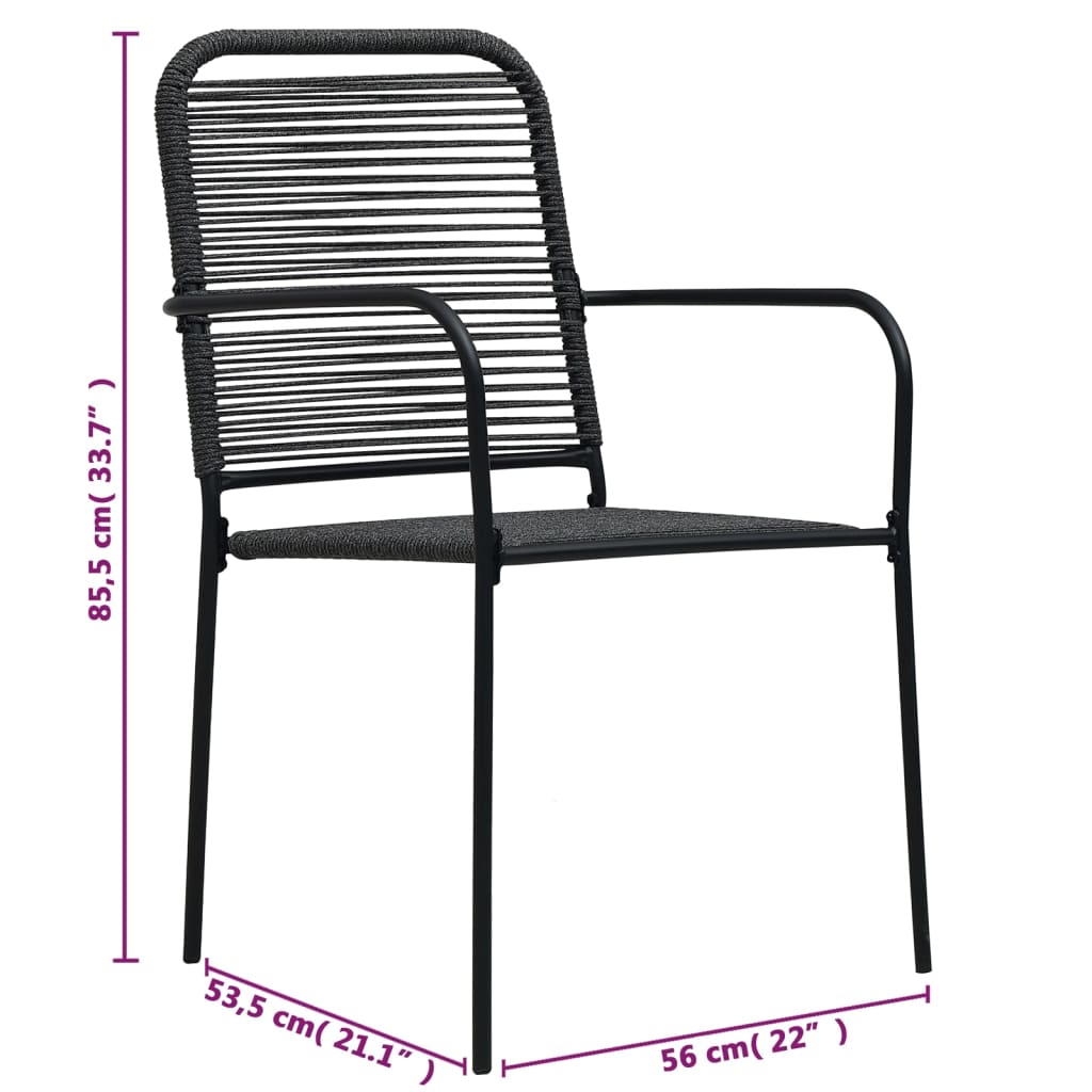 5 Piece Outdoor Dining Set Cotton Rope And Steel Black