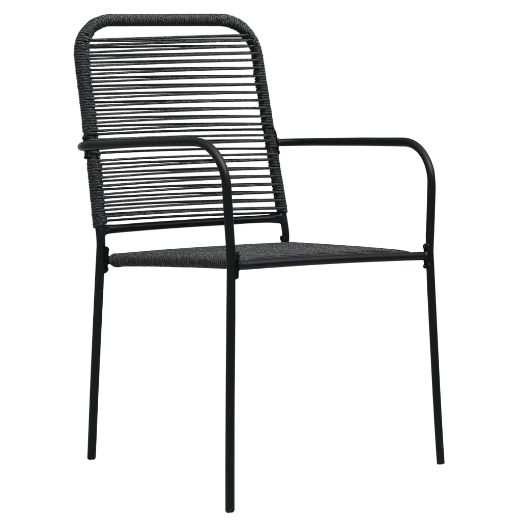 5 Piece Outdoor Dining Set Cotton Rope And Steel Black